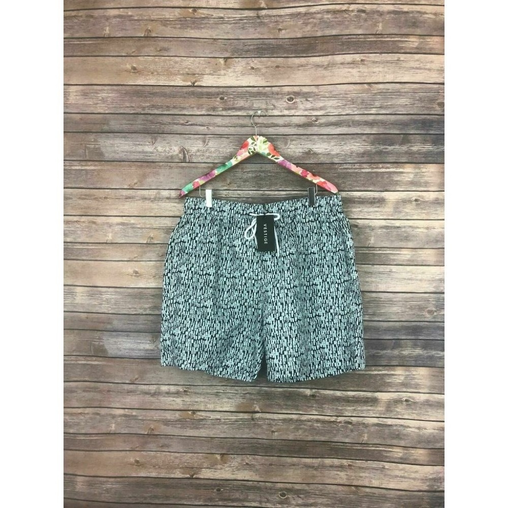 Vestige Black White Block Print Swim Shorts NWT